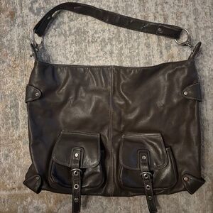Brown leather shoulder bag
